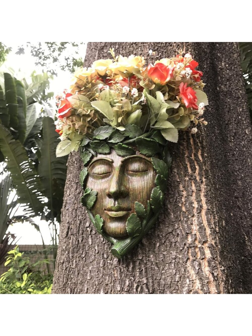 Funny Tree Hugger Outdoor Decor | Whimsical Garden Faces | Unique Yard Art Gift